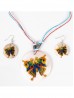 Fashion Butterfly Print Shell Necklace and Earrings Set